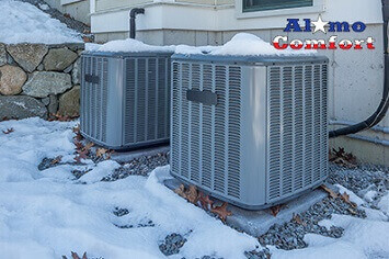 Central heating system with snow on it